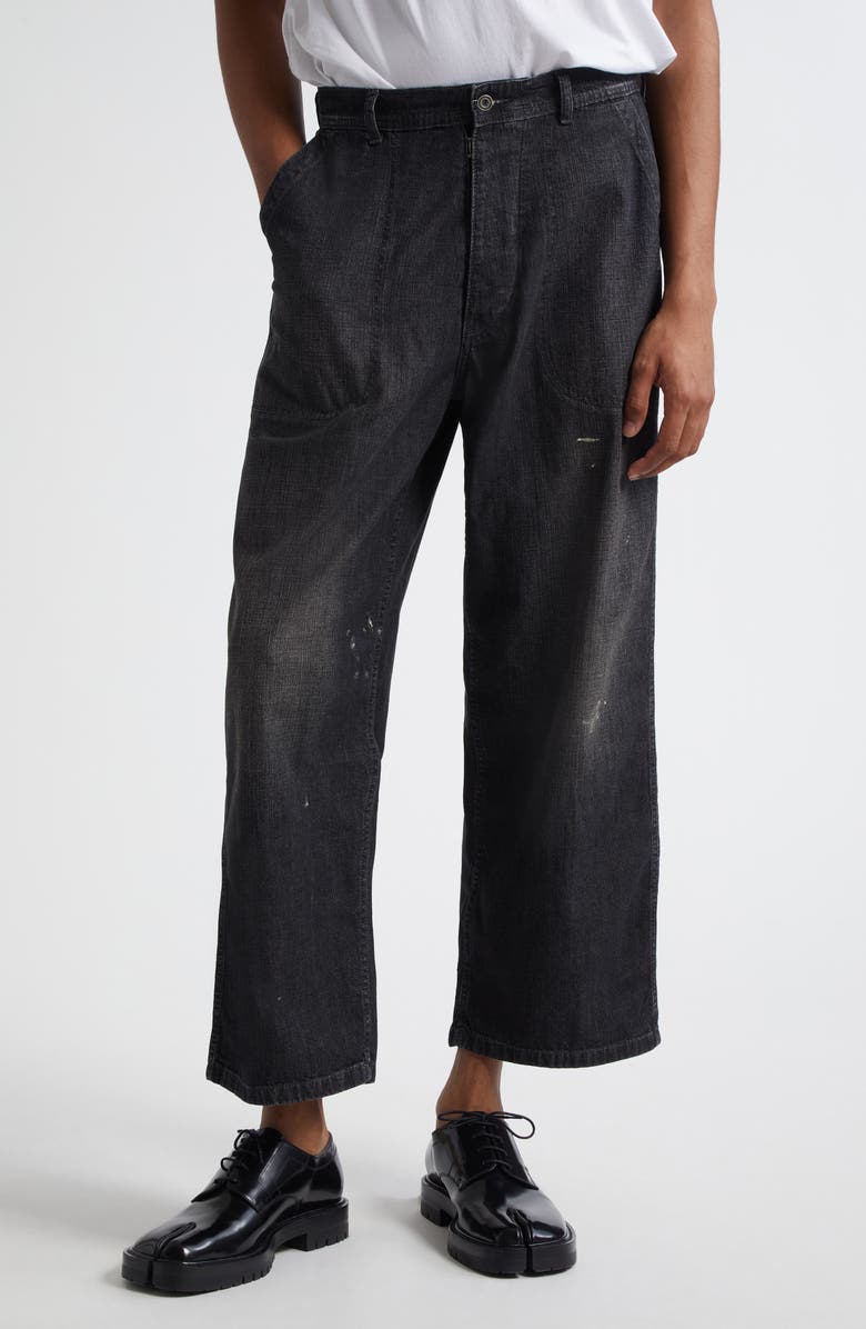 Maison Margiela Paint Splatter Wide Leg Jeans, Main, color, Black