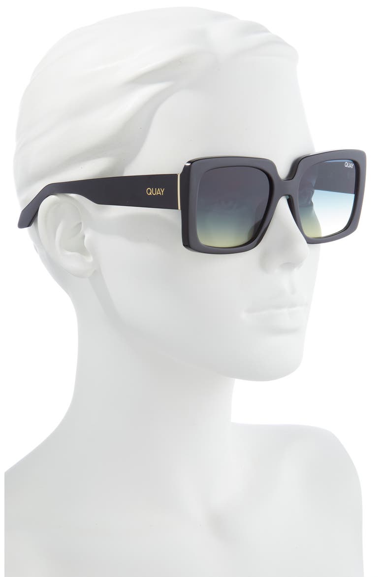Australia x Paris Total Vibe 54mm Square Sunglasses, Alternate, color, BLK SMKGRN