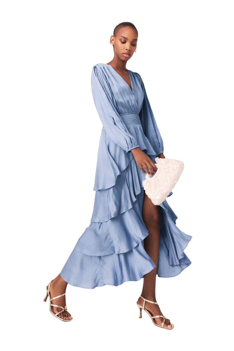 Ruffled maxi dress, Alternate, color, Blue / grey