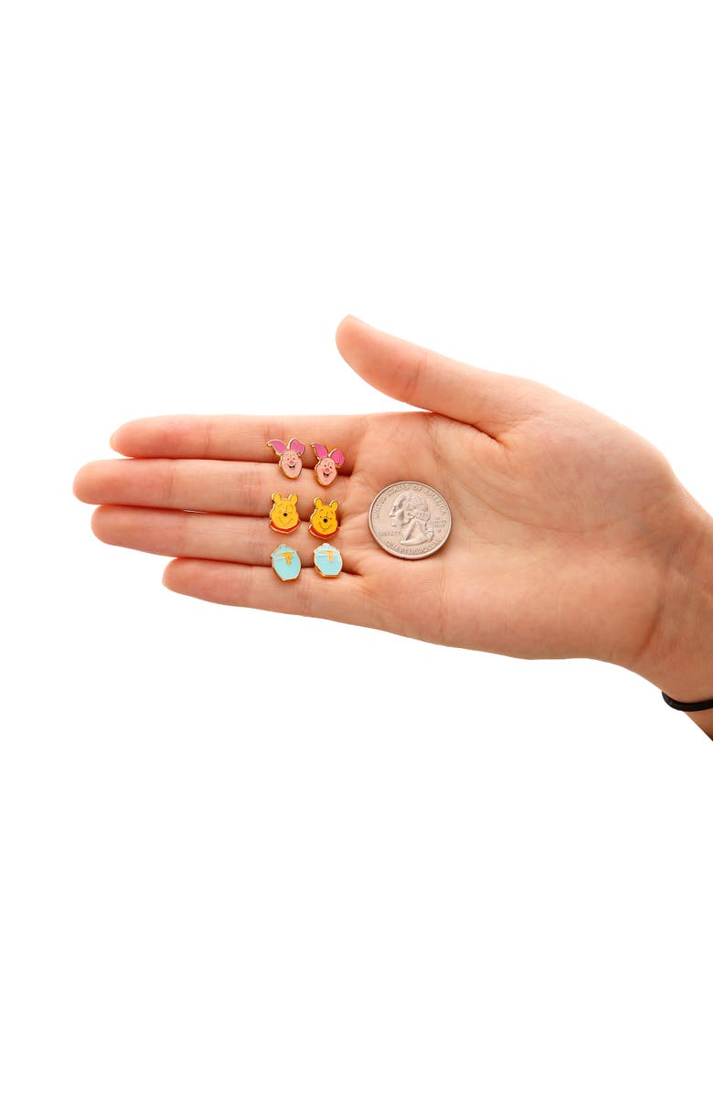 Disney Winnie the Pooh Stud Earring Set, Flash Plated, 3 Pairs, Alternate, color, Multi