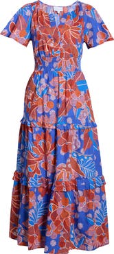 SUGARLIPS Amazonia Floral Palmer Tiered Cotton Maxi Dress