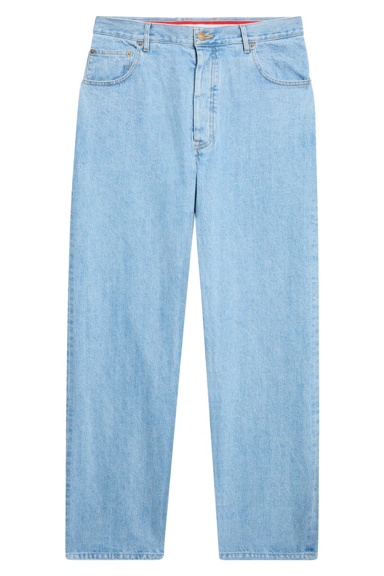 Straight Leg Selvedge Denim Jeans, Main, color, LIGHT BLUE