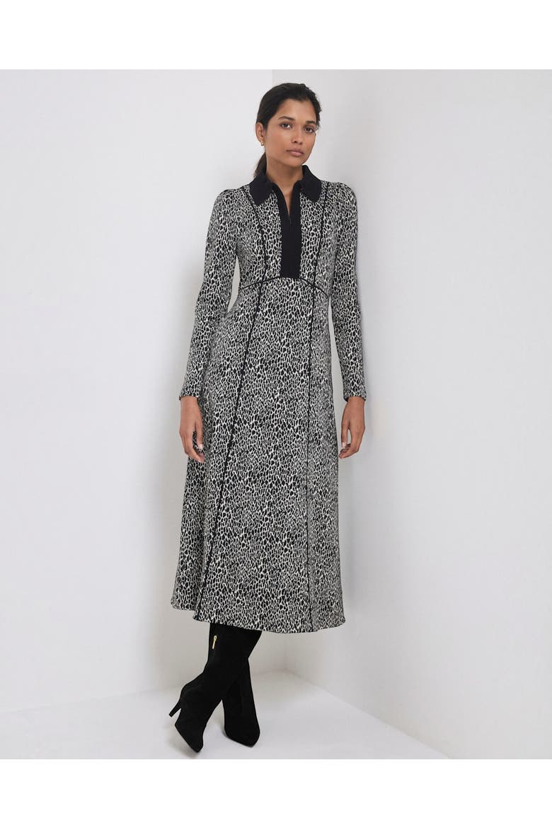 Animal Print Jacquard Midi Dress, Alternate, color, Neutral