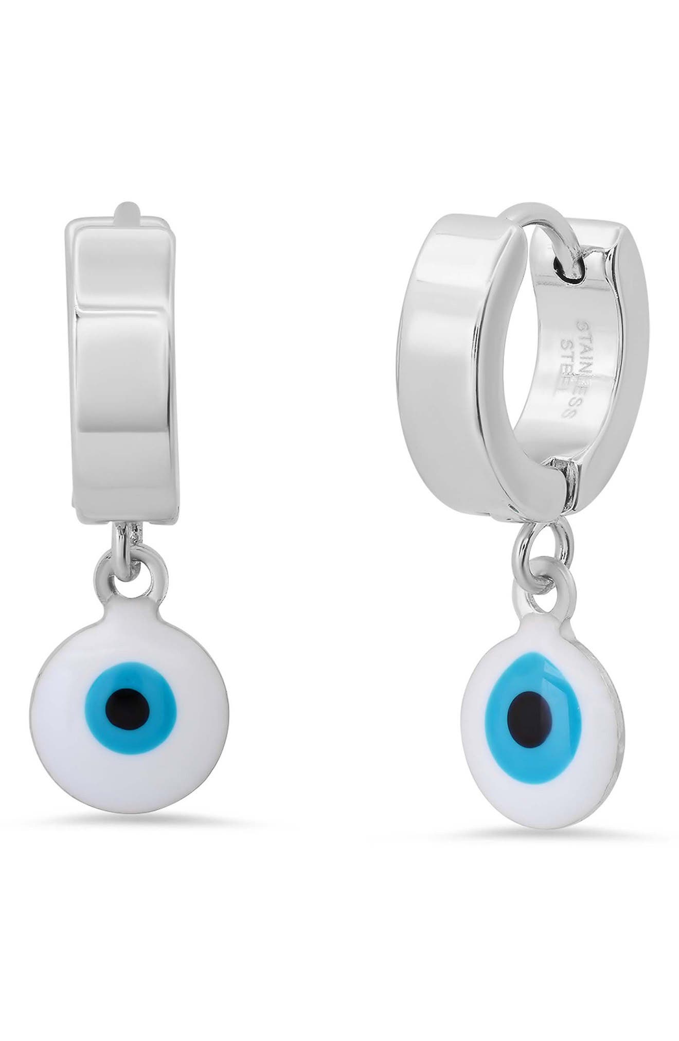 Enamel Evil Eye Drop Earrings