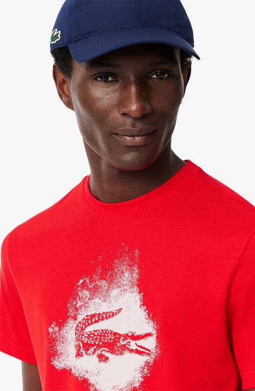Lacoste Men's Ultra Dry Graphic Sport T-shirt - S - 3 In Red