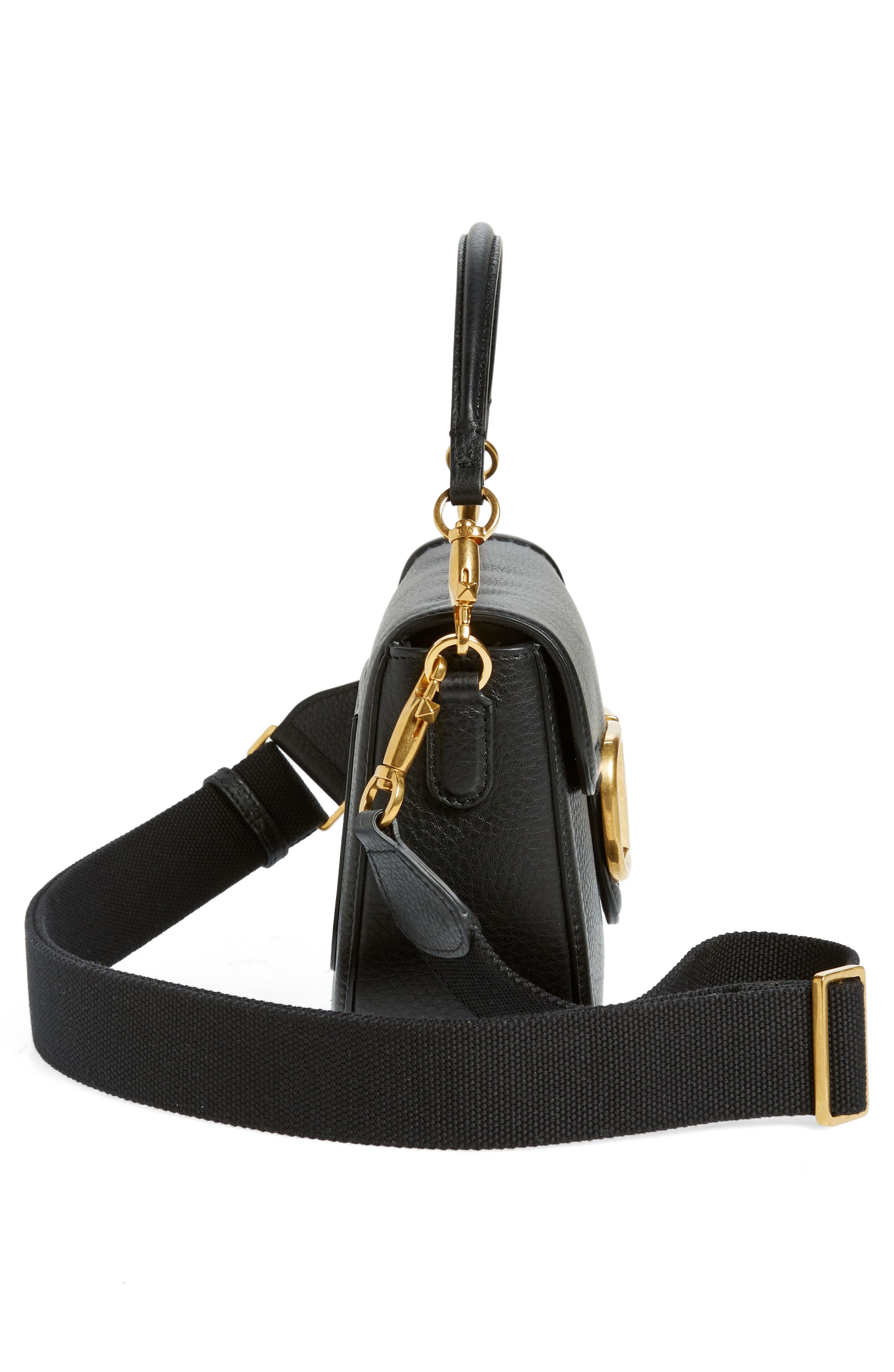 Valentino Garavani Leather Shoulder Bag, Alternate, color, 0No Nero