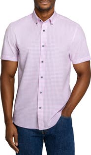 CONSTRUCT Slim Fit Gingham Woven Short Sleeve Basic Shirt