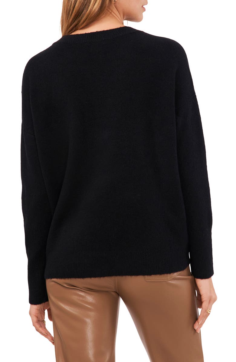 Vince Camuto Drop Shoulder V-Neck Sweater, Alternate, color, Rich Black