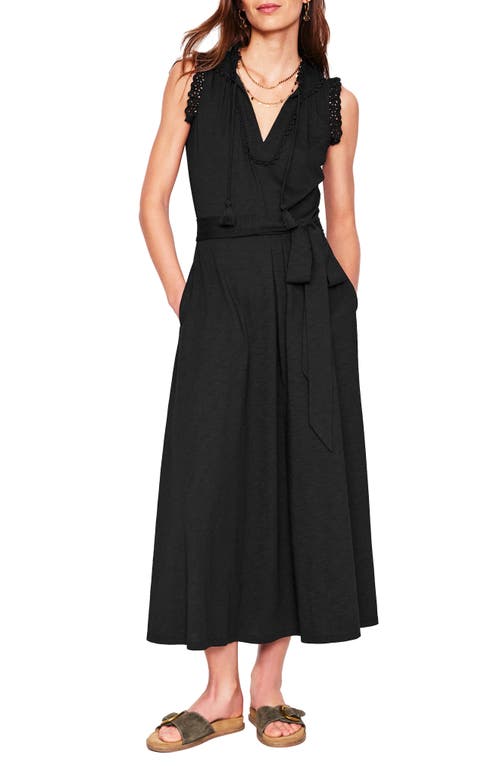 BODEN BODEN ARIA EMBROIDERED EYELET TRIM COTTON BLEND MIDI DRESS