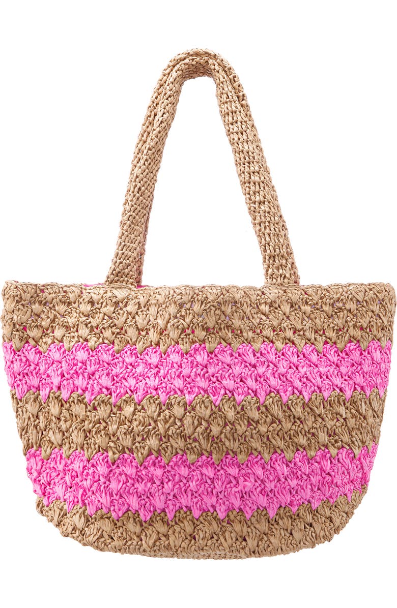 Nina Adah Faux Raffia Tote, Main, color, Natural-Pink