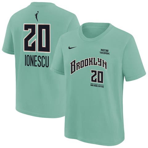 Youth Nike Sabrina Ionescu Mint New York Liberty Rebel Edition Name & Number T-Shirt