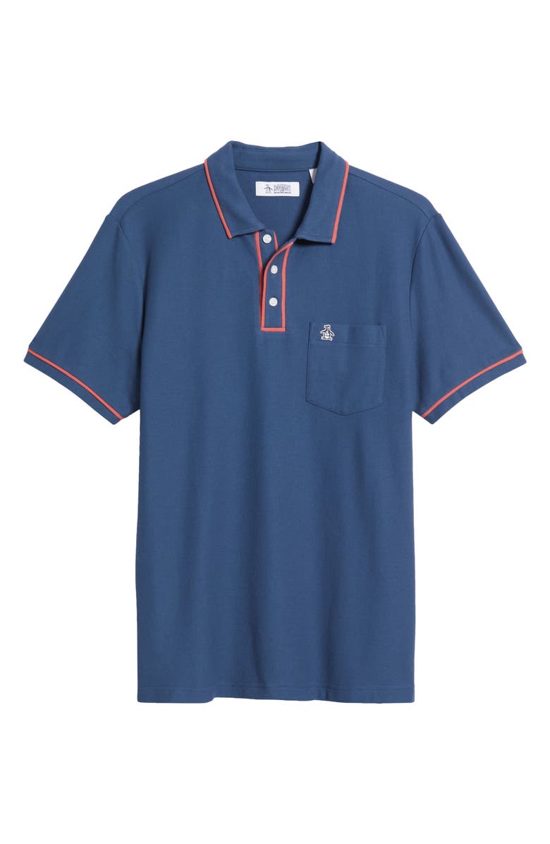 Original Penguin Earl Tipped Logo Embroidered Organic Cotton Piqué Polo, Alternate, color,