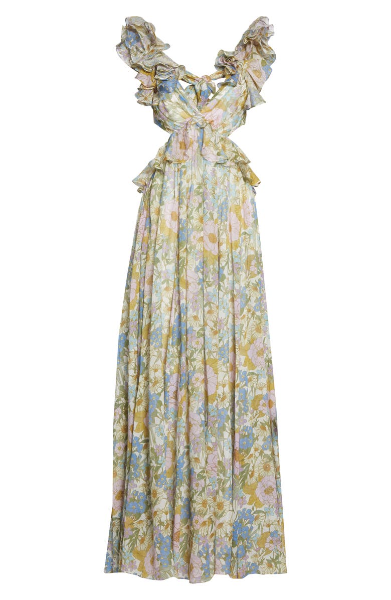 Zimmermann Super Eight Floral Ruffle Cotton & Silk Maxi Dress, Alternate, color, 