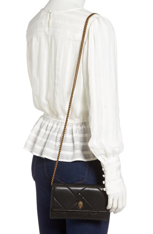 Kurt Geiger London Kensington Quilted Leather Wallet On A Chain In Black