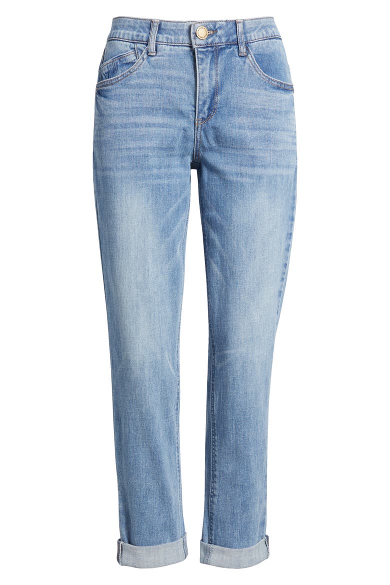 Gemma 'Ab'Solution High Waist Girlfriend Jeans, Alternate, color, LIGHT BLUE ARTISANAL