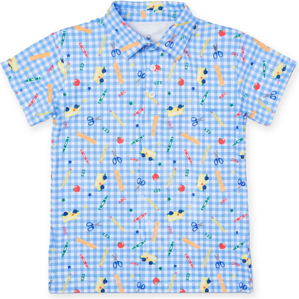 Florence Eiseman Kids' School Print Polo In Blue