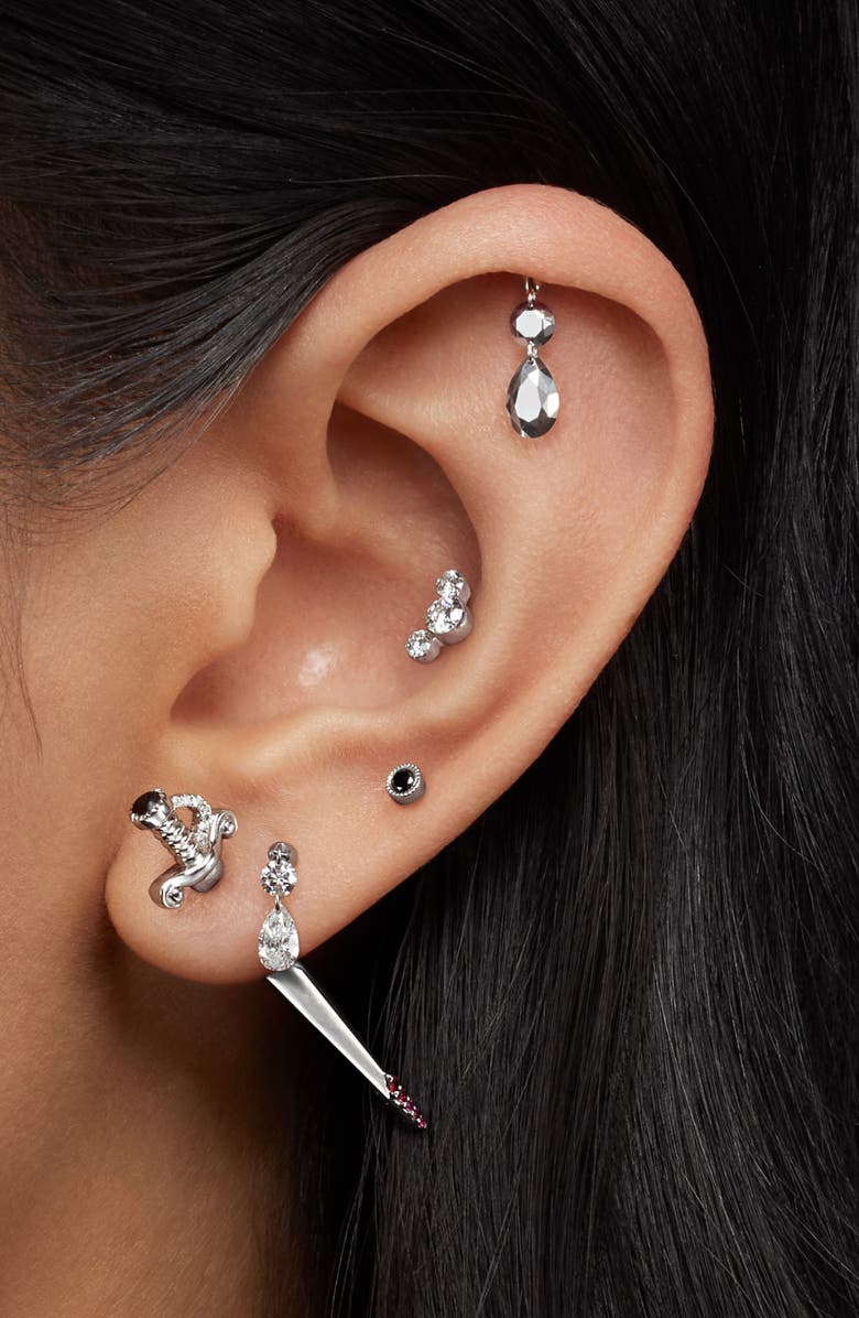 MARIA TASH Faceted Drop Earring, Alternate, color, White Gold