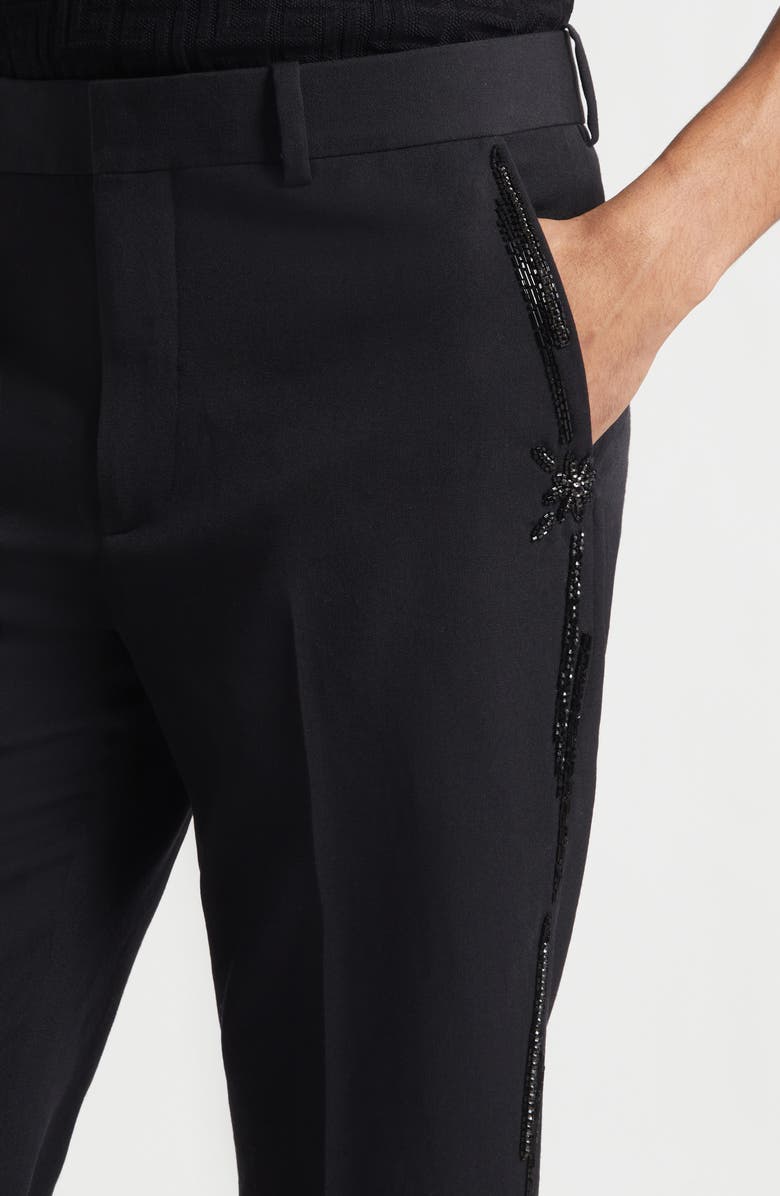 Balmain Flare Leg Wool Trousers, Alternate, color, Eap Black/ Black