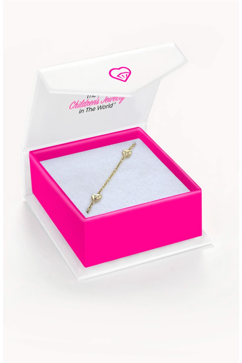 14k Puffed Heart Little Bracelet, Alternate, color, Gold