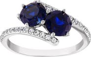 FUZION CREATIONS Blue & White Lab Grown Sapphire Bypass Ring