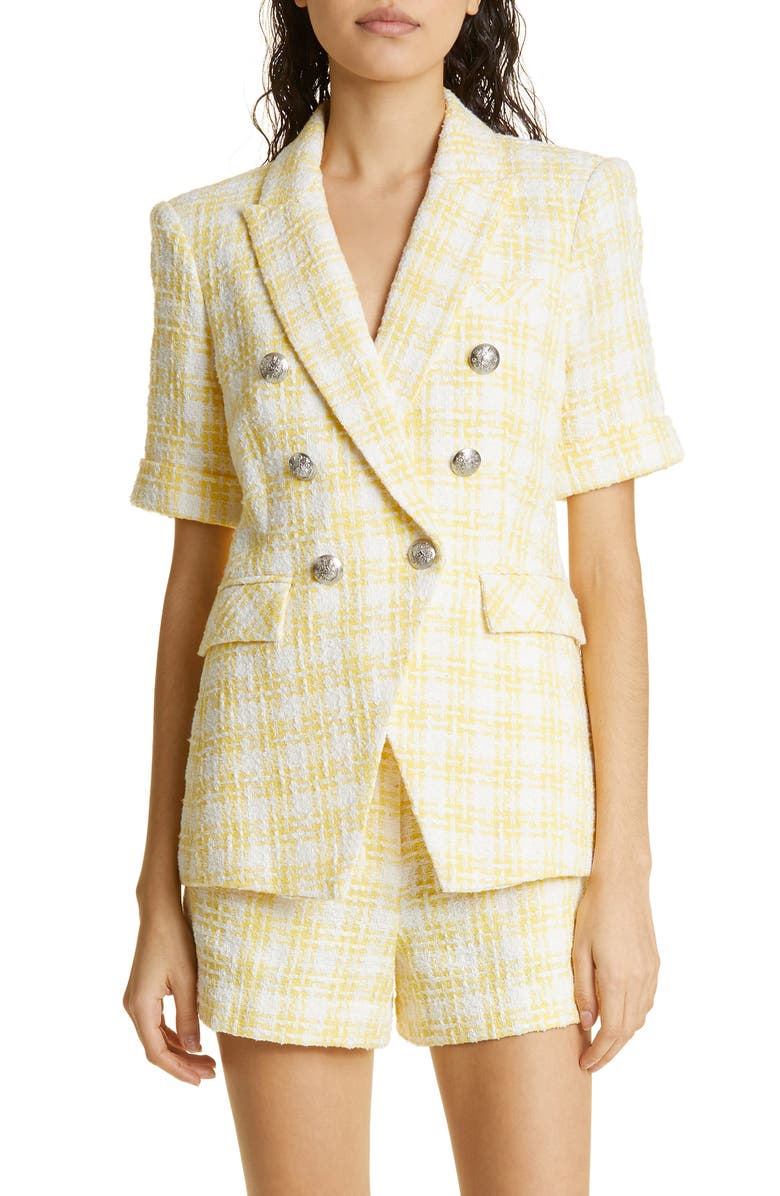Veronica Beard Jenny Short Sleeve Tweed Dickey Jacket, Alternate, color, 