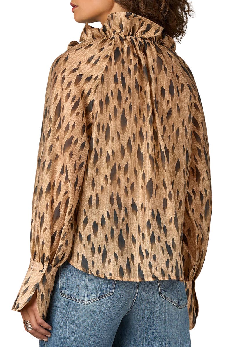 Wit & Wisdom Wired Ruffle Animal Print Top, Alternate, color, Caramel Latte/ Charcoal Multi