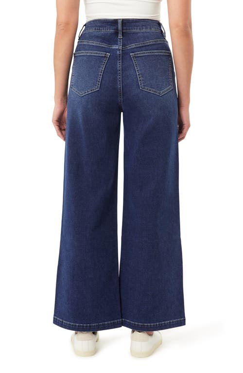 Curve Appeal Parisian Cafe High Waist Wide Leg Knit Jeans In Blue