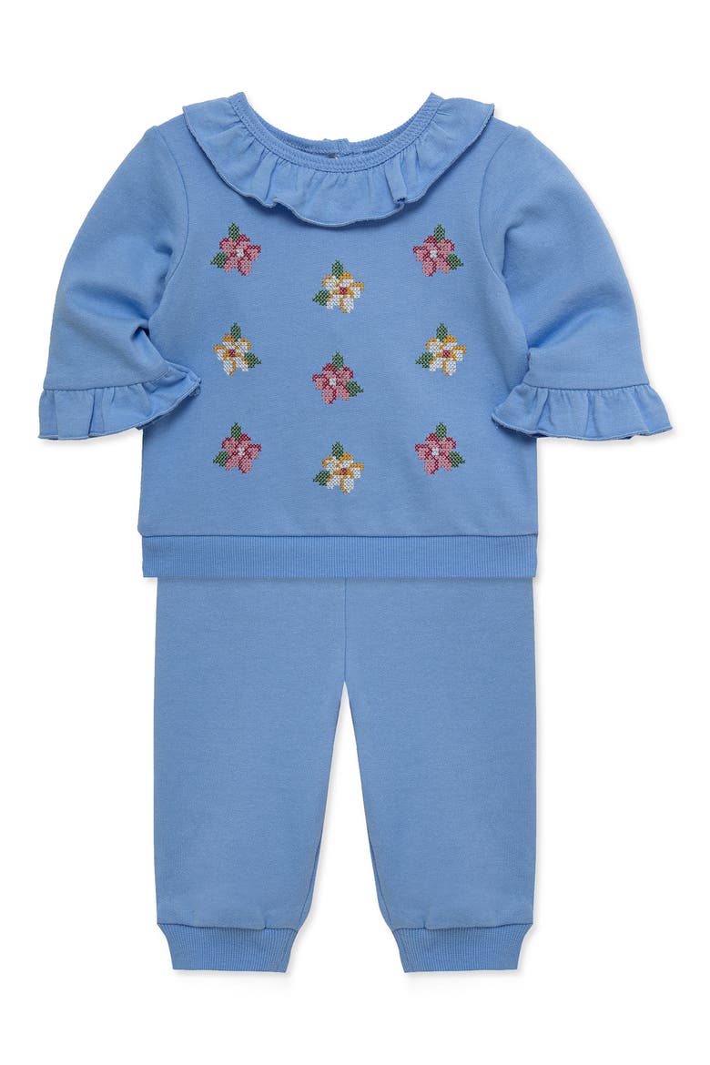Kids' Cross-Stitch Embroidered Active Set, Alternate, color, BLUE