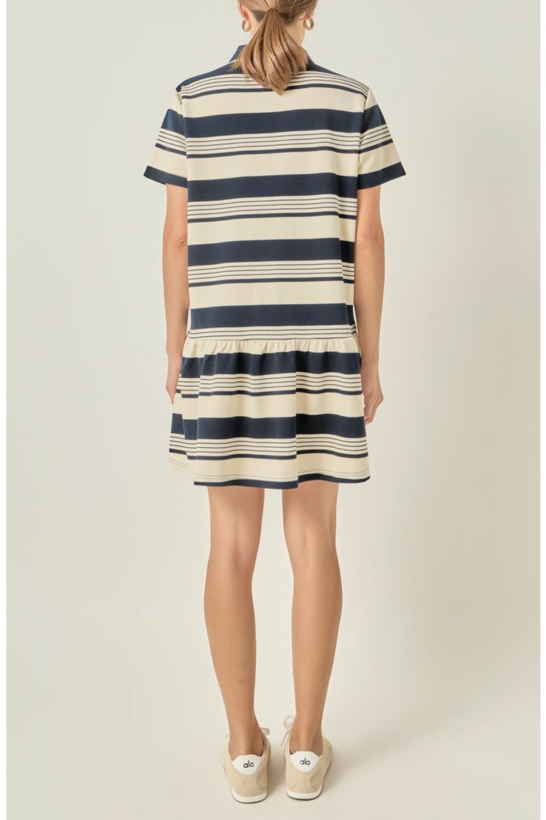 Striped Polo Minidress, Alternate, color, NAVY/ CREAM