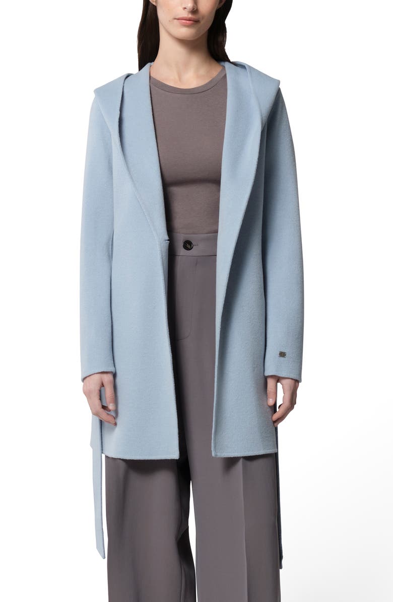 Soia & Kyo Arlette Tie Waist Hooded Wool Blend Jacket, Alternate, color,
