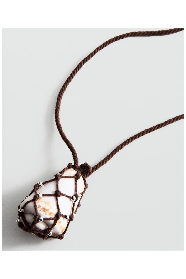 Shell Pendant Cord Necklace, Alternate, color, BROWN