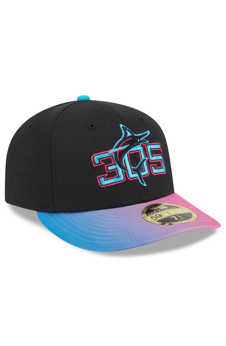 New Era Men's New Era Black/Pink Miami Marlins 2025 City Connect Low Profile 59FIFTY Fitted Hat, Alternate, color, Black