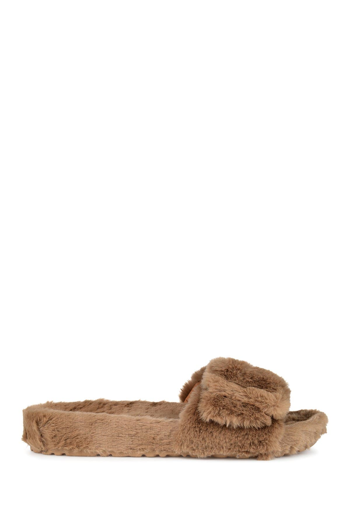 JOURNEE Shadow Faux Fur Slipper, Alternate, color, BROWN