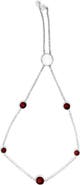 Haus of Brilliance .925 Sterling Silver Bezel Set Red Garnet 5 Station Adjustable Bolo Bracelet