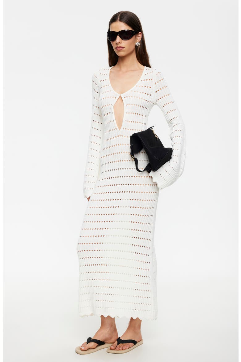 Leisure Open Stitch Long Sleeve Maxi Sweater Dress, Alternate, color, PORCELAIN