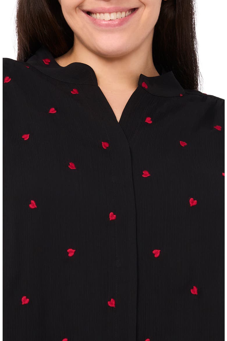 Heart Embroidered Button-Up Shirt, Alternate, color, RICH BLACK
