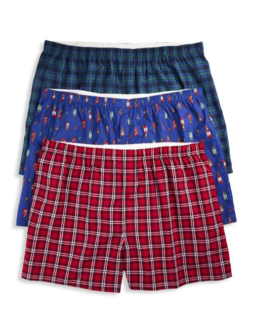 Harbor Bay By Dxl Big & Tall Hot Sauce 3-pk Woven Boxers In Multi