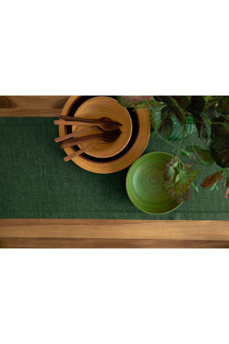 Linen Table Runner - Milan, Alternate, color, Forest Green
