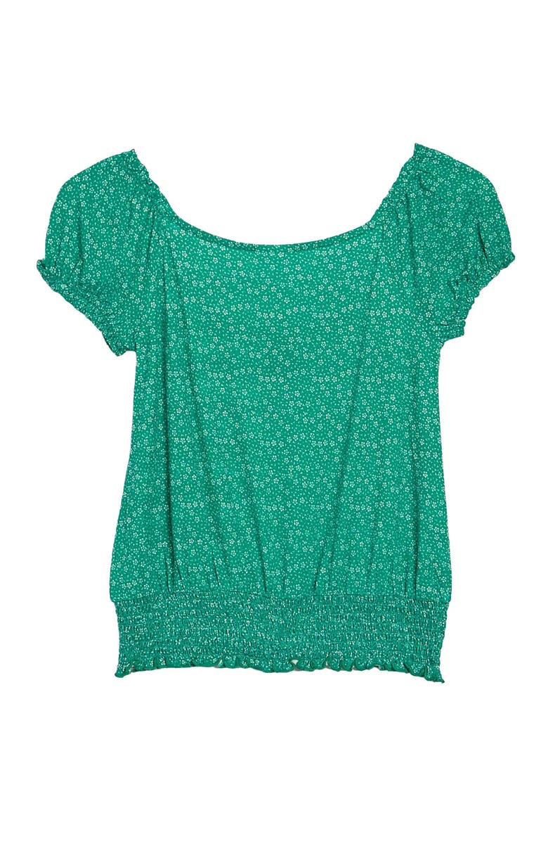 Abound Keyhole Smocked Hem Printed Top, Alternate, color, 