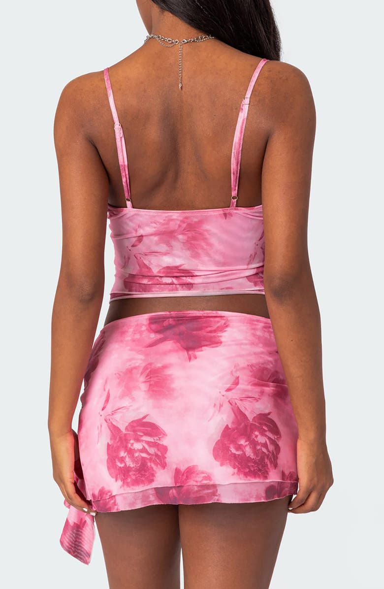 EDIKTED Wanda Ruffle Trim Crop Camisole, Alternate, color, Pink