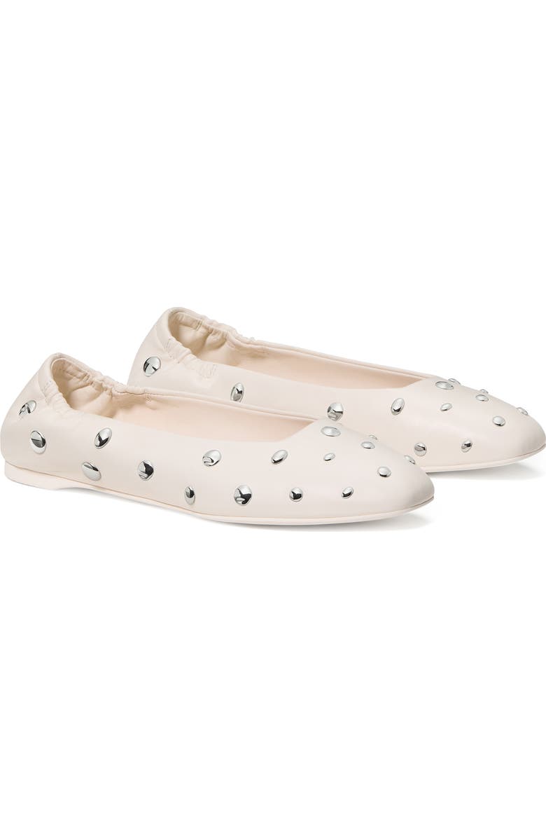 Kate Spade New York halo studded leather ballet flat, Alternate, color, Cream