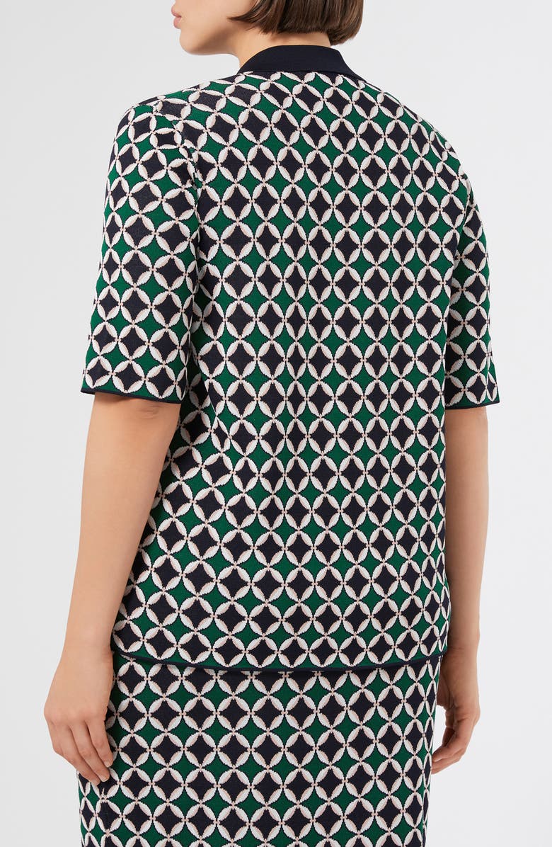 Marina Rinaldi Cimone Jacquard Polo Sweater, Alternate, color, Midnight Blue