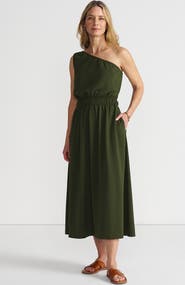 Lands' End Creaseless One Shoulder Midi Dress