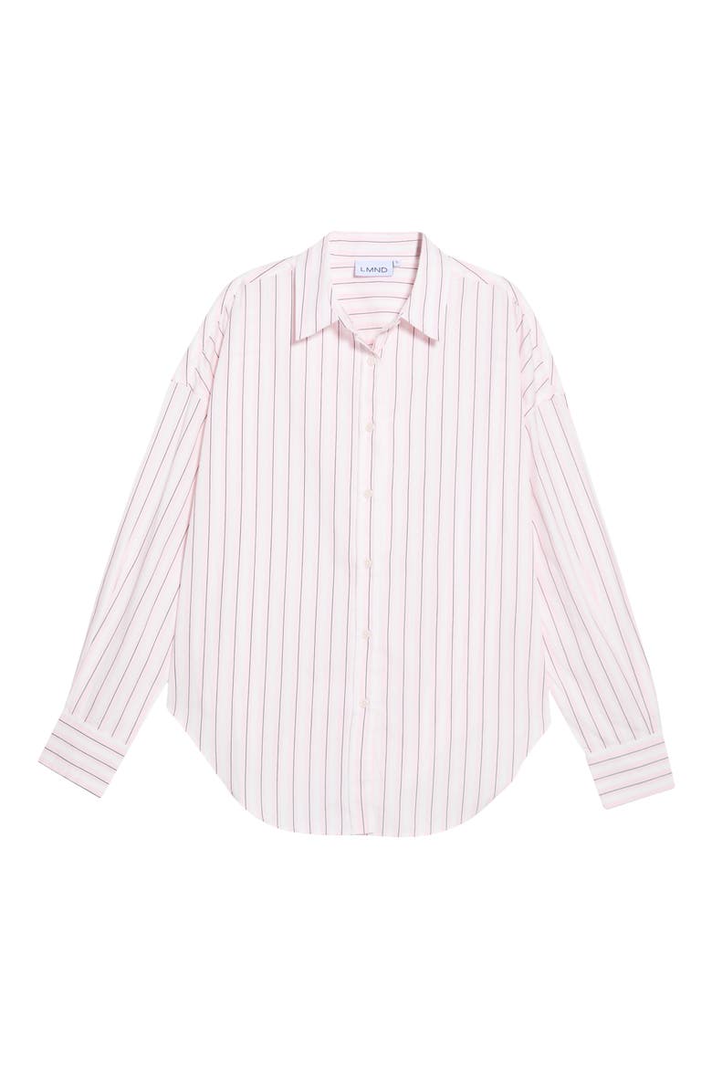 Mara Stripe Organic Cotton Button-Up Shirt, Alternate, color, CANDY FLOSS/BLACK/WHITE