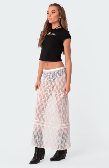 EDIKTED Sandra Sheer Lace Maxi Skirt | Nordstrom