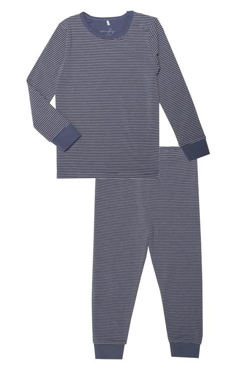 Kids' Navy Cream Skinny Stripe Magnetic Pajamas (Toddler, Little Kid & Big Kid)