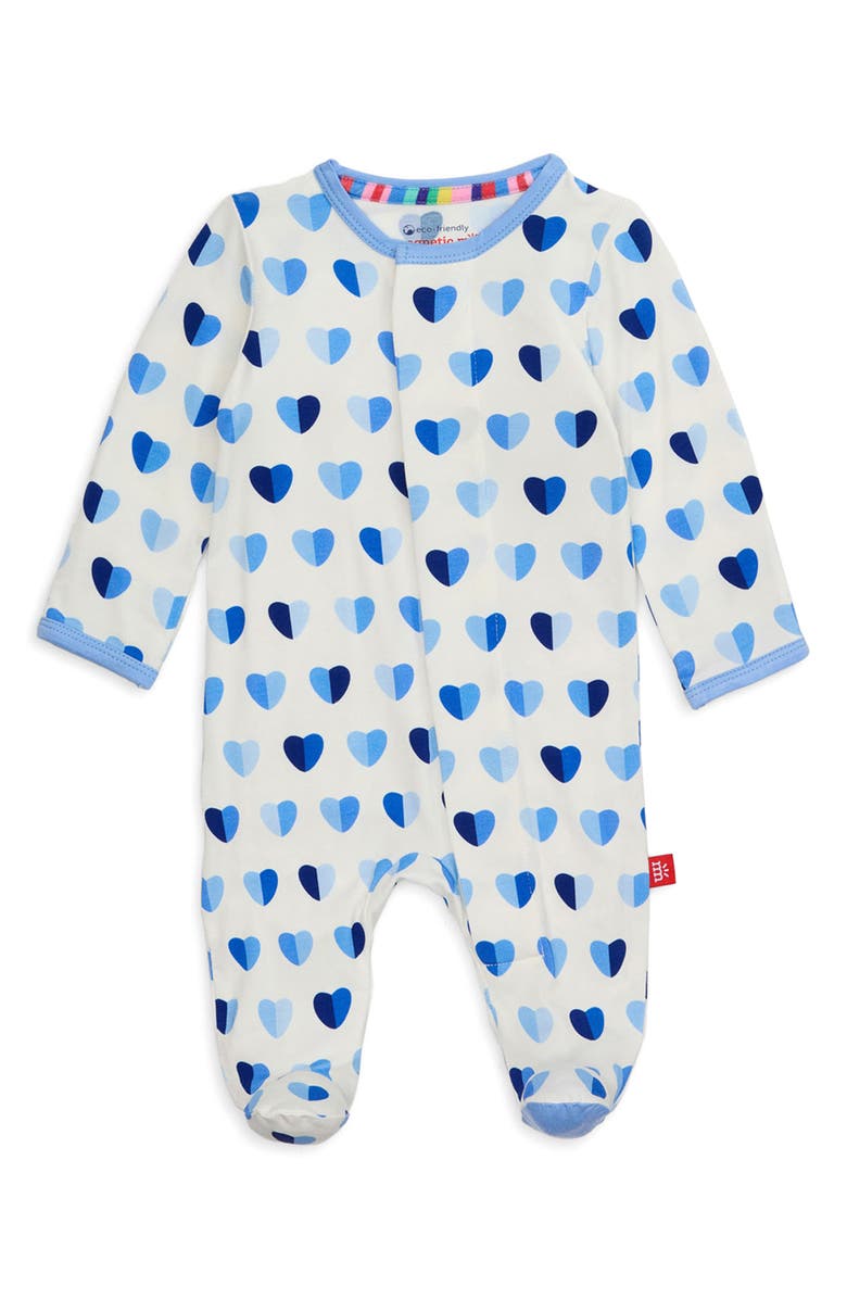 Magnetic Me Blue Hearts Magnetic Modal Footie, Main, color, Blue Xoxo