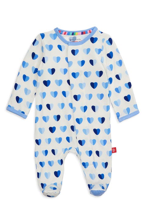 Blue Hearts Magnetic Modal Footie (Baby)
