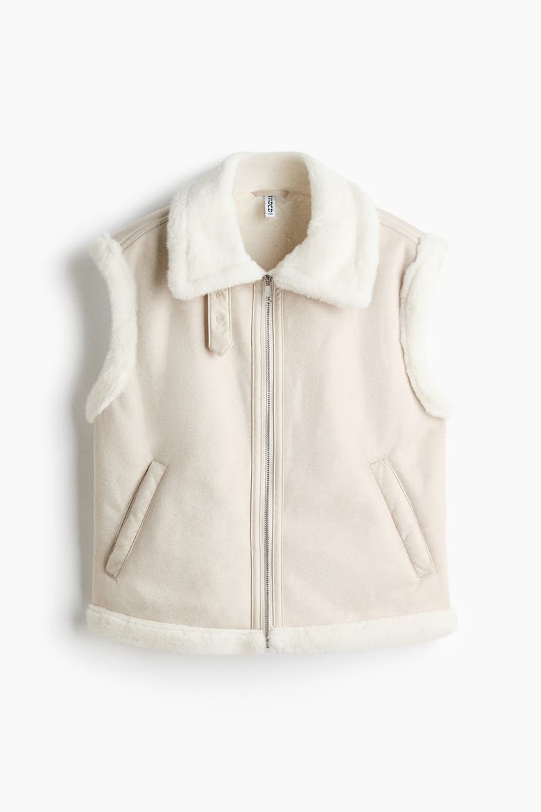 Teddy-fleece-lined Vest, Alternate, color, Light beige/cream
