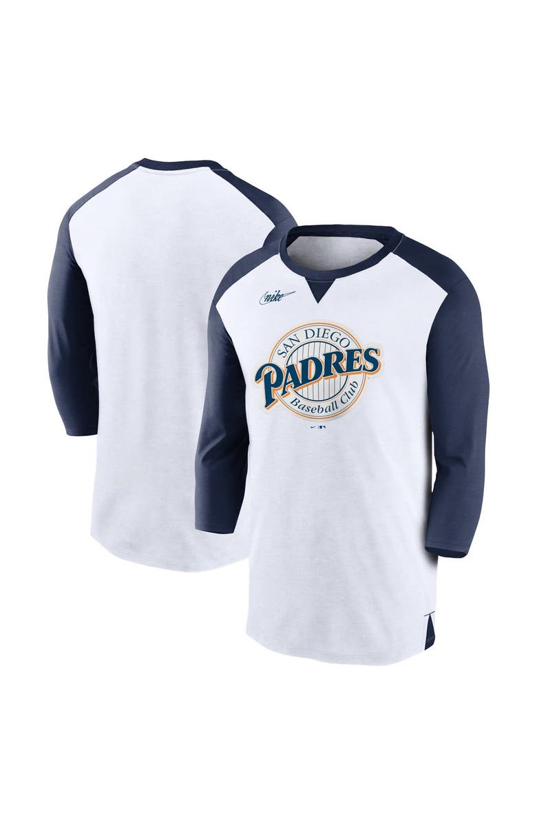 Nike Men's Nike White/Navy San Diego Padres Rewind 3/4-Sleeve T-Shirt, Main, color, 